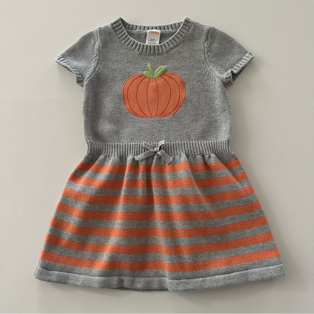 Gymboree Girls 4 Pumpkin Knit Dress Fall